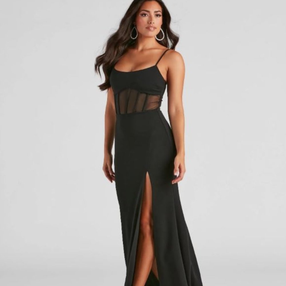 Black Formal Corset Long Dress - Never been worn